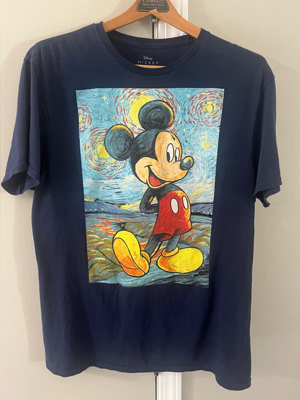Disney Mickey Mouse Navy Picasso Graphic Tee, Large, 100 percent cotton